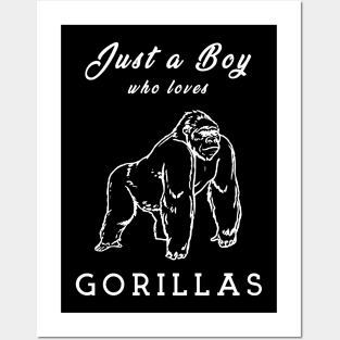 Cute Gorilla T-Shirt, Gift For Animal Lover, Men, and Boy Posters and Art